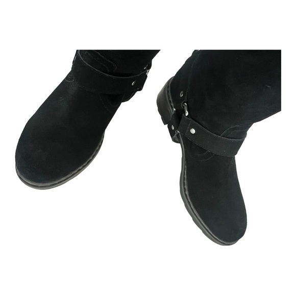 Moto boots black suede mid calf Nine West size 6.5 m - Picture 8 of 11